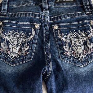 Blue Women's Jeans with Embroidered Pocket